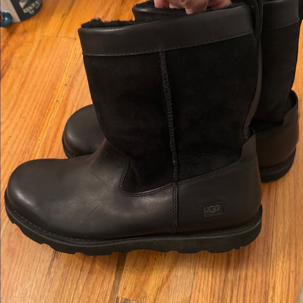 UGG Dark Brown Leather and Suede Boots